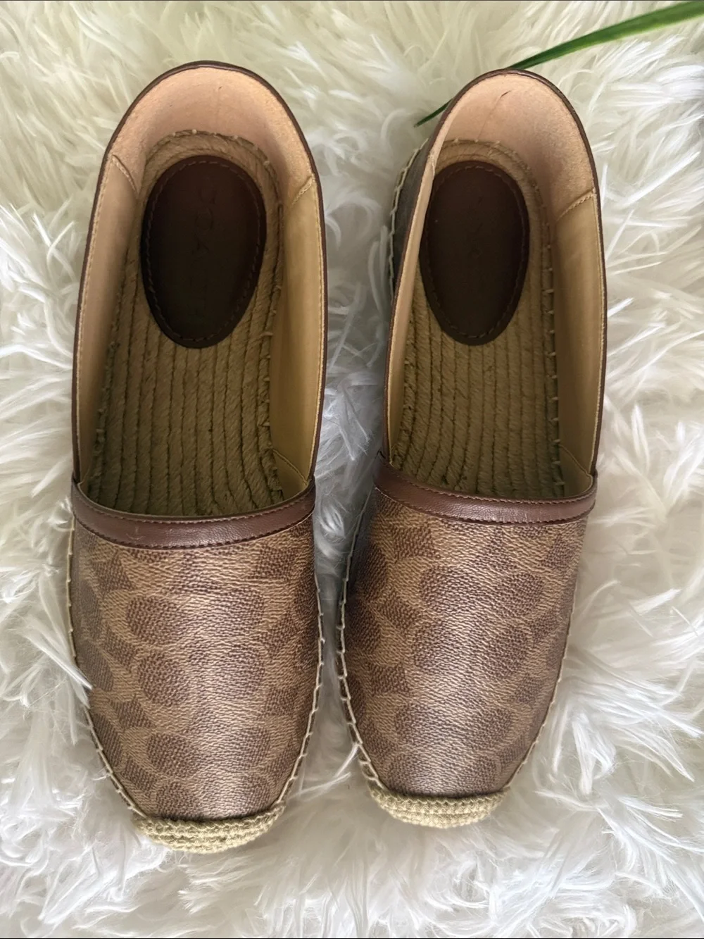 Coach Brown Signature Canvas Espadrille Flats